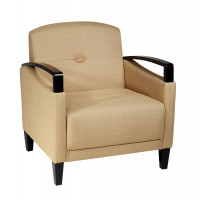 OSP Home Furnishings MST51-C28 Main Street Woven Wheat Chair with Interlace Weave Fabric and Espresso Finish Wood Arms by Ave Six
